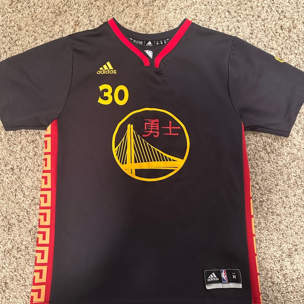 Adidas Kids Black and Gold Graphic Jersey
